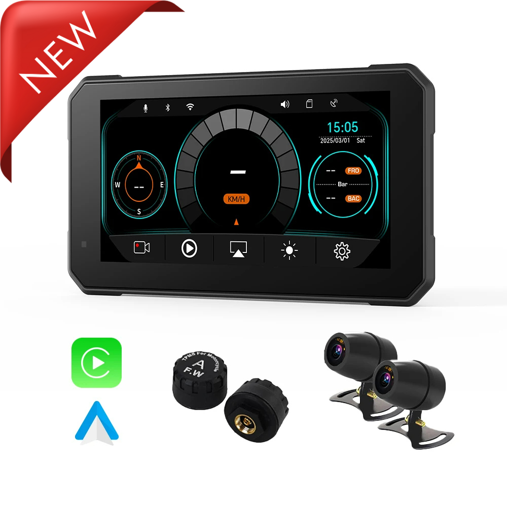 LBC Moto-M3 Elite 6.25-inch Magnetic Quick Release Motorcycle Carplay Navigation System with Camera, TPMS, and GPS