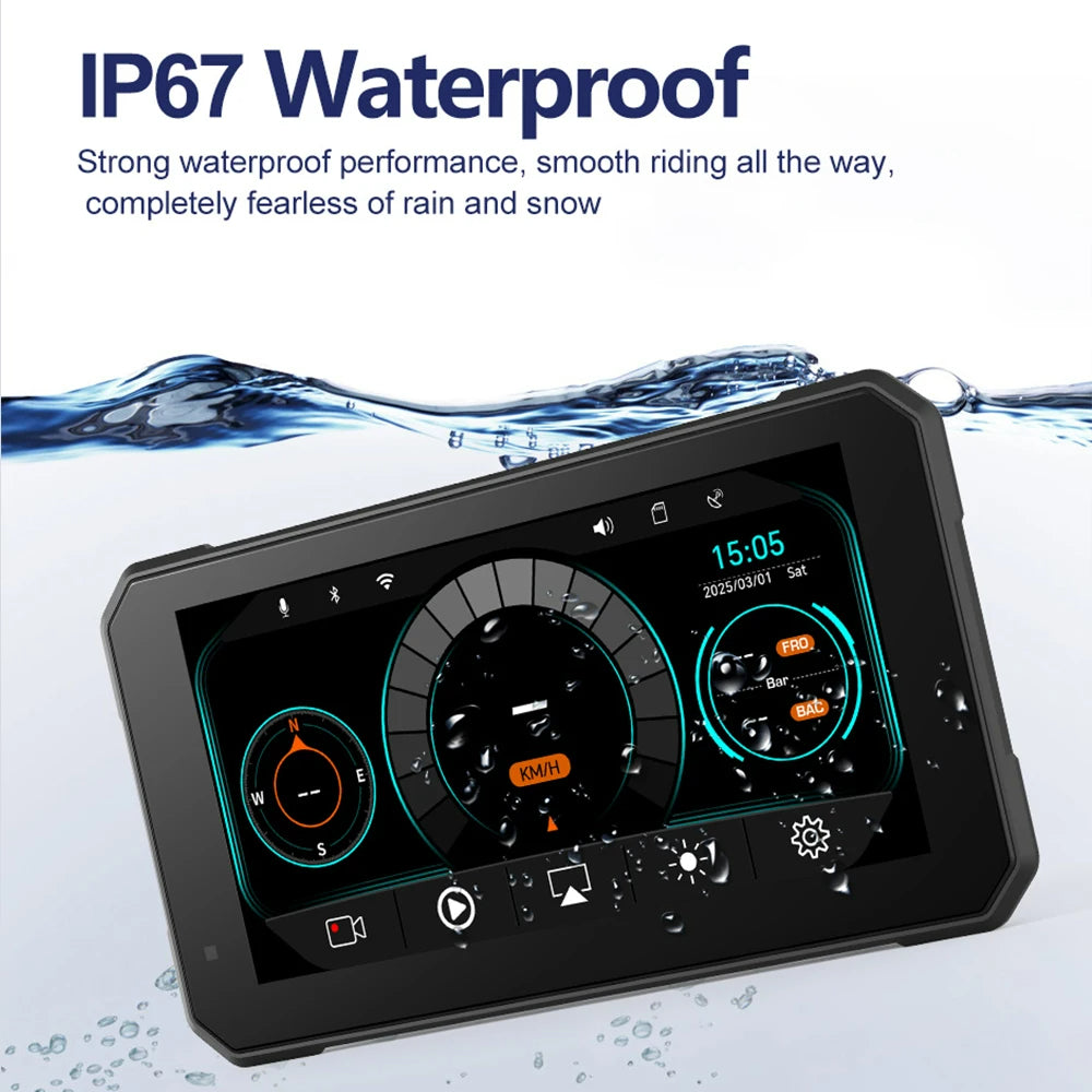 LBC Moto-M3 Elite 6.25-inch Magnetic Quick Release Motorcycle Carplay Navigation System with Camera, TPMS, and GPS