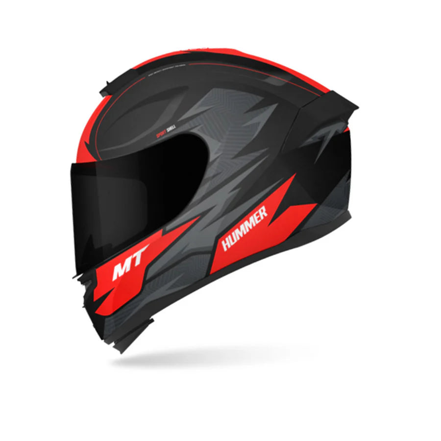 MT Hummer Shine B5 Gloss Motorcycle Full Face Helmet | B5 Gloss Black Red