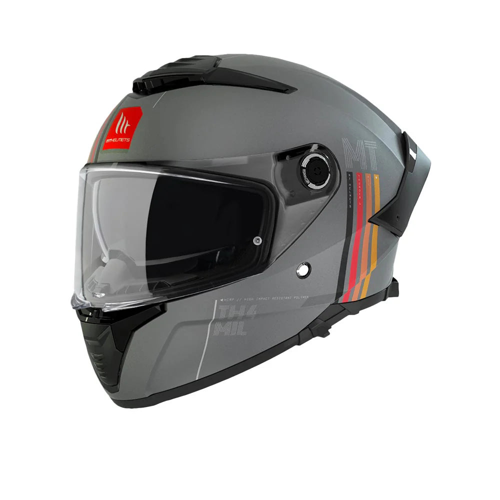 MT Thunder 4 SV MIL C2 Grey Gloss Motorcycle Riding Helmet