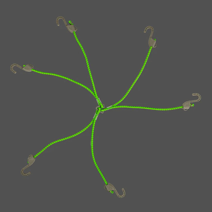 MotoTech Reflective Hexapod Bungee Cord Tie-down System - 32" / 80cms - Neon + Grey