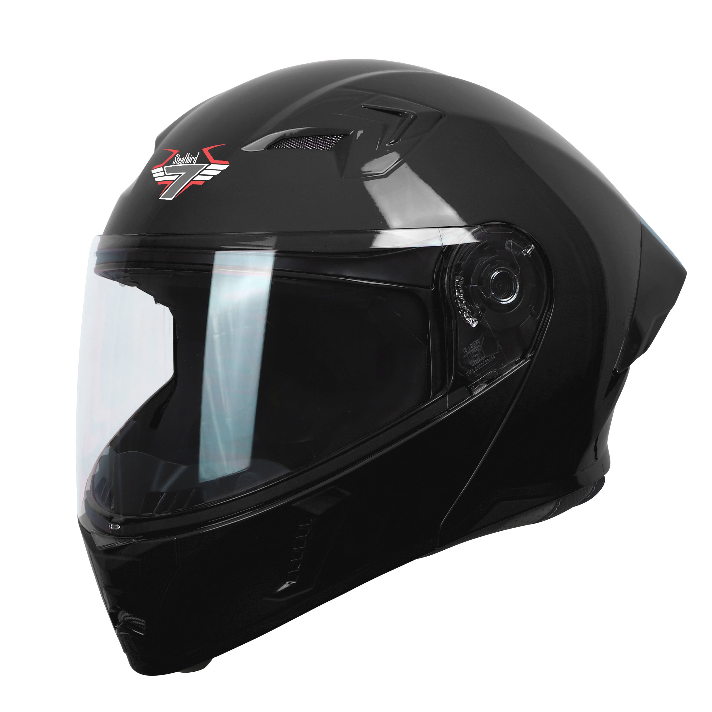 Steelbird SBA-20 7Wings ISI Certified Flip-Up Helmet with Black Spoiler – Glossy Black
