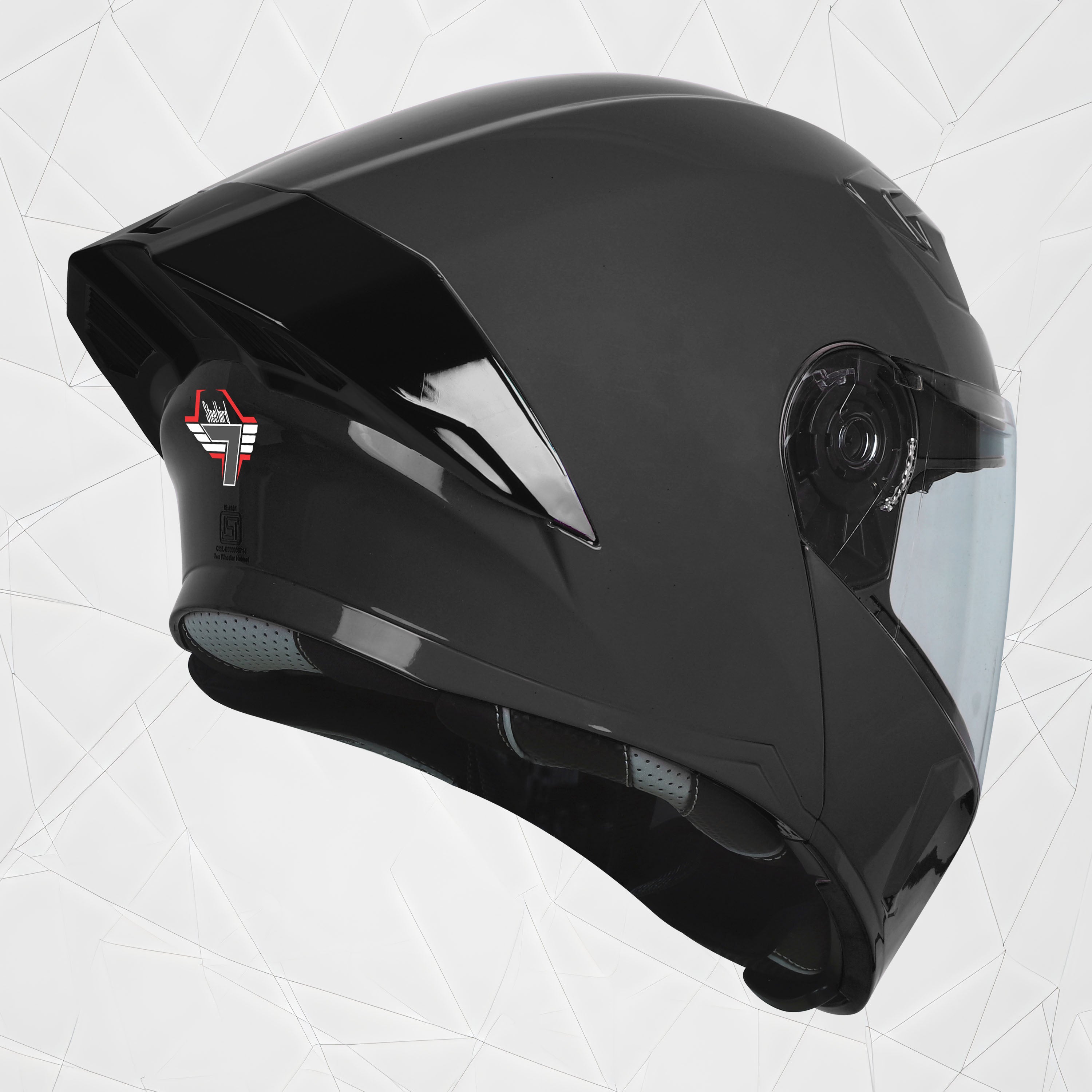 Steelbird SBA-20 7Wings ISI Certified Flip-Up Helmet with Black Spoiler – Glossy Black
