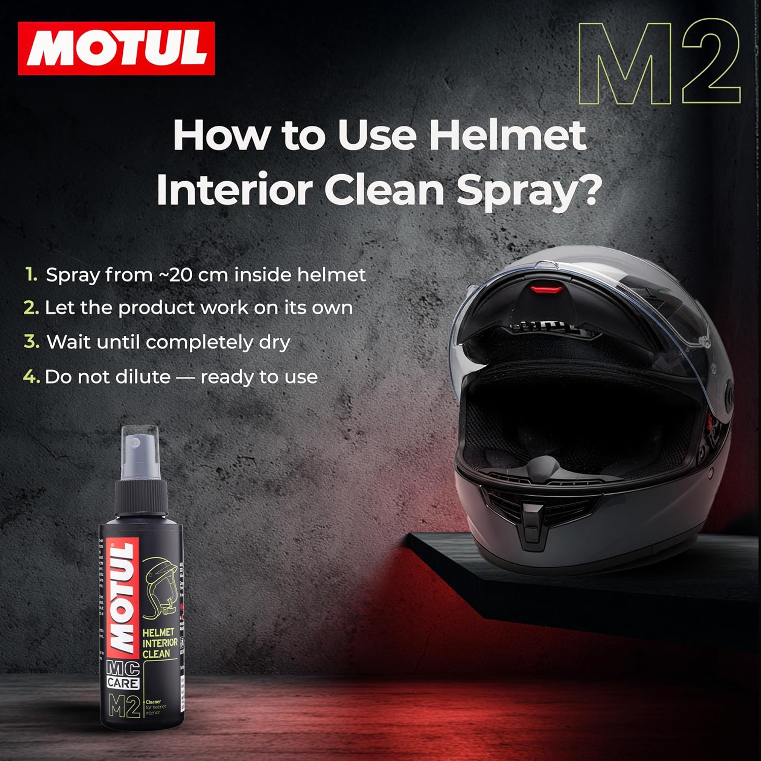 Motul Helmet Care Kit – Visor & Interior Cleaner Spray | Anti-Bacterial | Anti-Odour | Quick Dry | 100ml Each