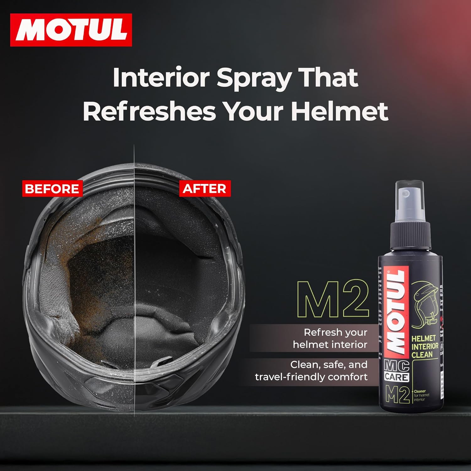 Motul Helmet Care Kit – Visor & Interior Cleaner Spray | Anti-Bacterial | Anti-Odour | Quick Dry | 100ml Each