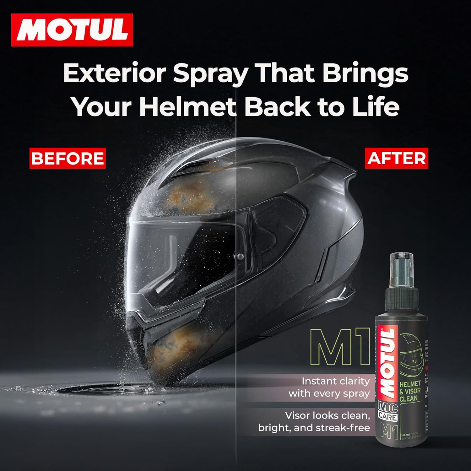 Motul Helmet Care Kit – Visor & Interior Cleaner Spray | Anti-Bacterial | Anti-Odour | Quick Dry | 100ml Each
