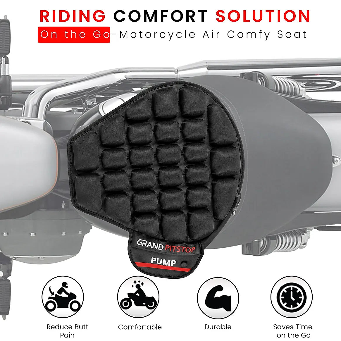 Air Bubble Airseat for Motorcycle and Car Lumbar Support - Cruiser with Pump | Grand Pitstop