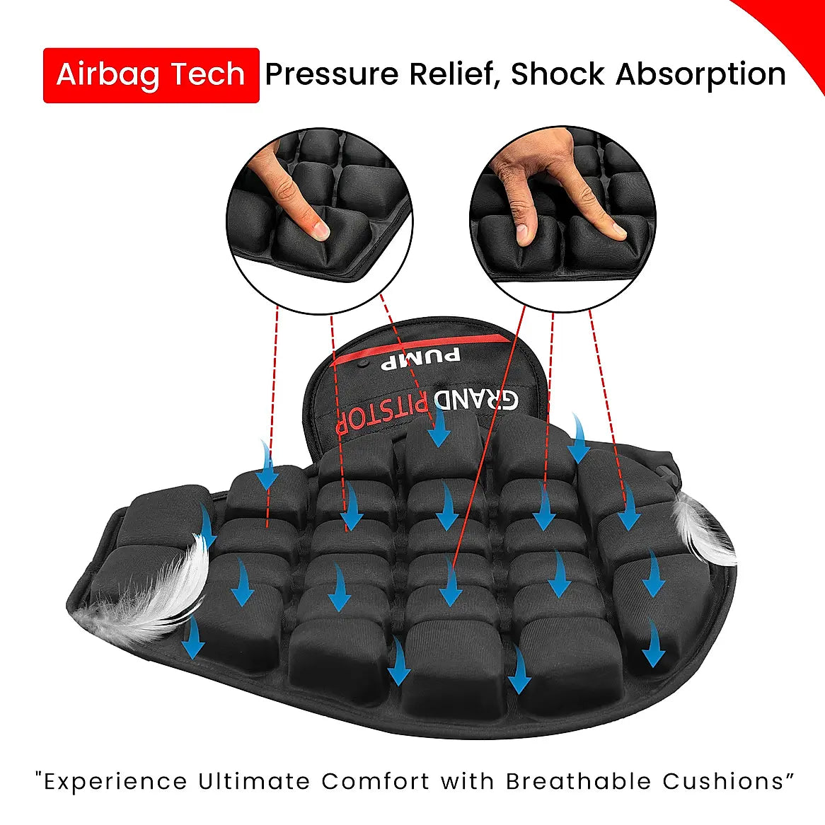 Air Bubble Airseat for Motorcycle and Car Lumbar Support - Cruiser with Pump | Grand Pitstop