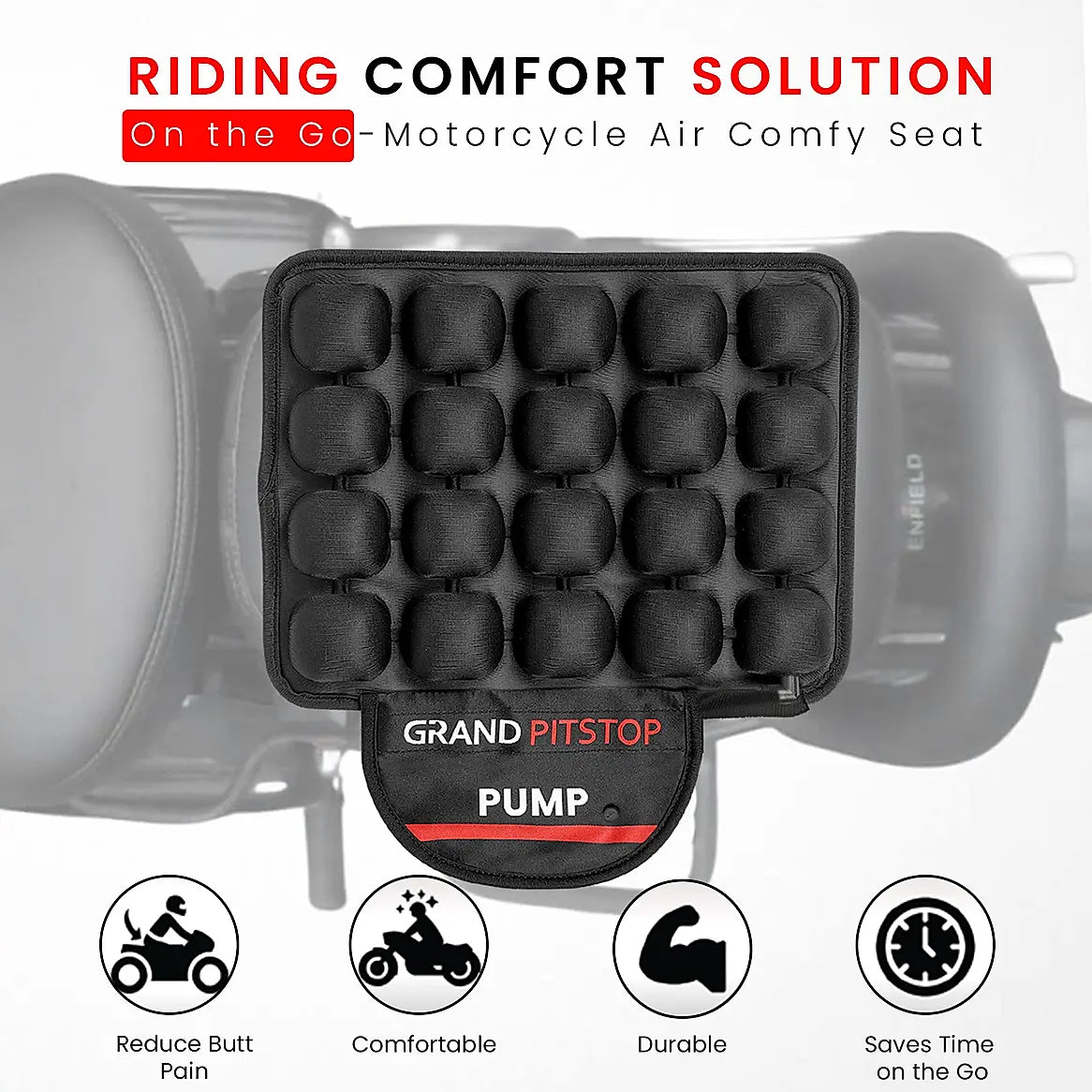 Air Bubble Airseat for Motorcycle and Car Lumbar Support - Pillion with Pump - Grand Pitstop