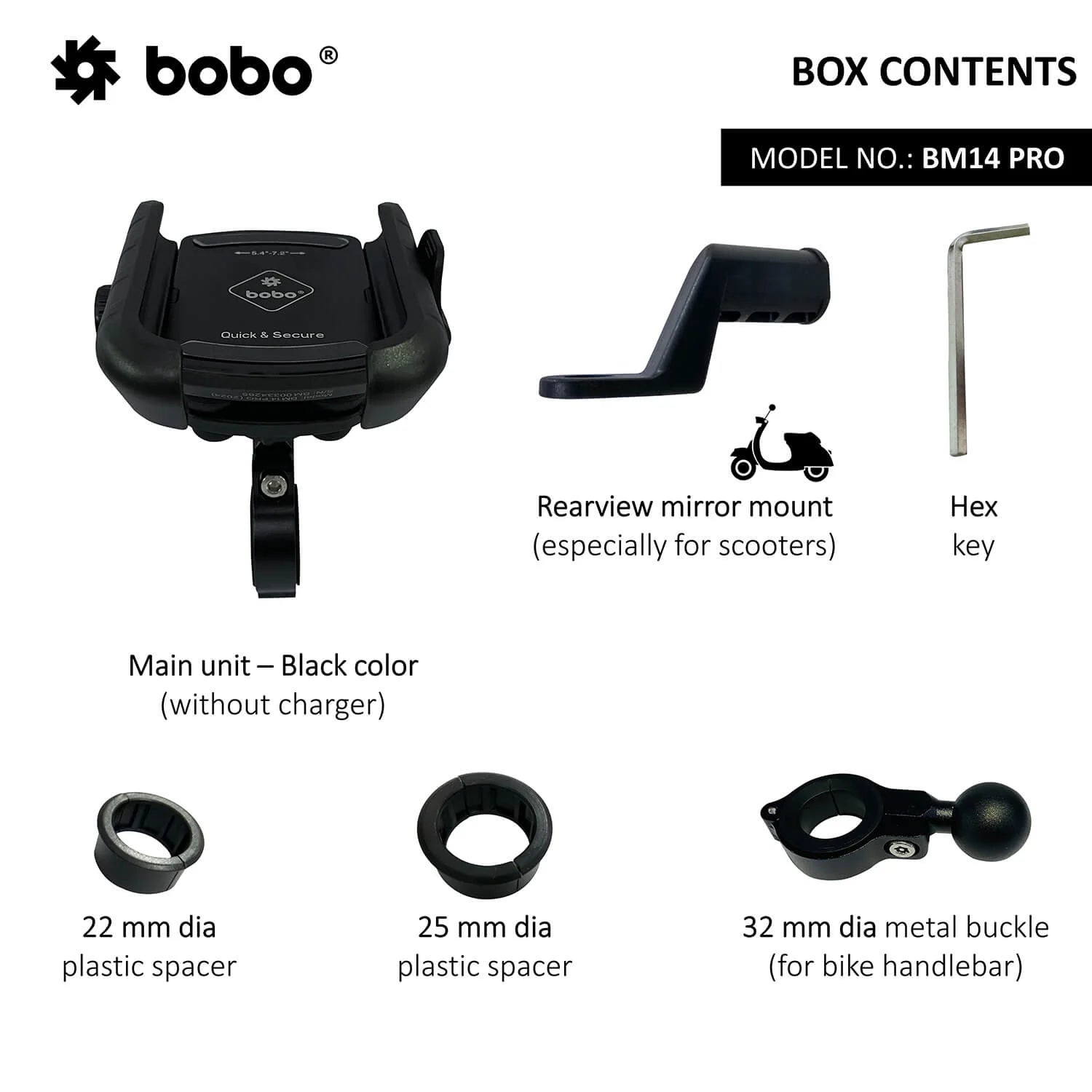 BOBO BM14 PRO X Quick Release with PRO X Vibration Controller Enhanced BM4 PRO Bike / Cycle Phone Holder Motorcycle Mobile Mount