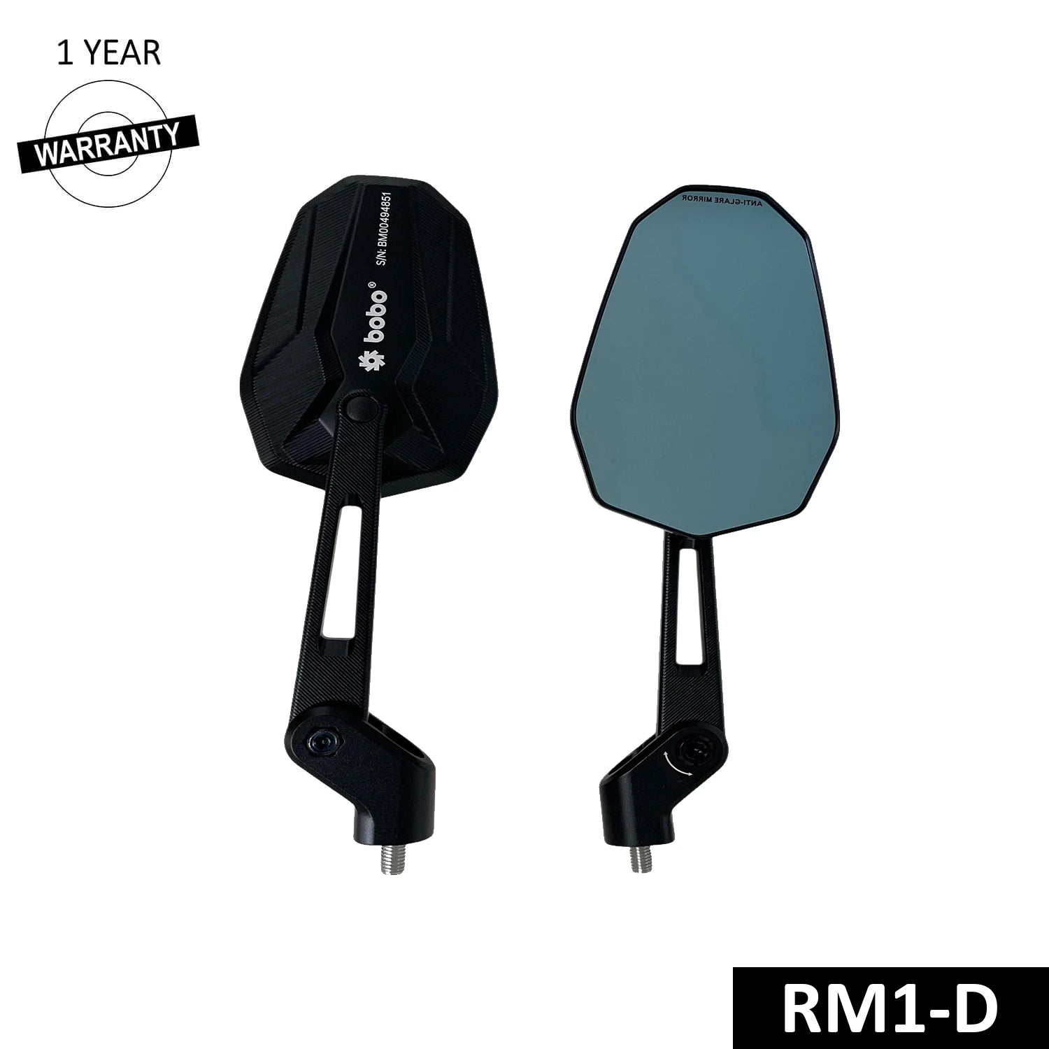 BOBO RM1-D Premium Rearview Mirrors for Motorcycles | CNC Aluminum Adjustable Bike Mirrors
