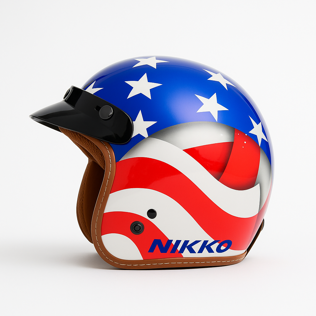 NIKKO N-356 III Gloss Royal Blue State Open Face Motorcycle Helmet