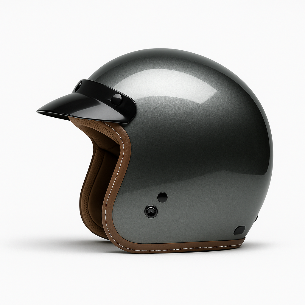 NIKKO N-356 III Gloss Metallic Grey Open Face Helmet