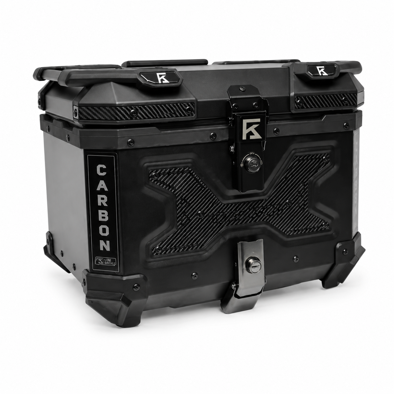 Kolga Bros Aluminium Alloy Carbon Moto Trunk 55L Top Box – Black