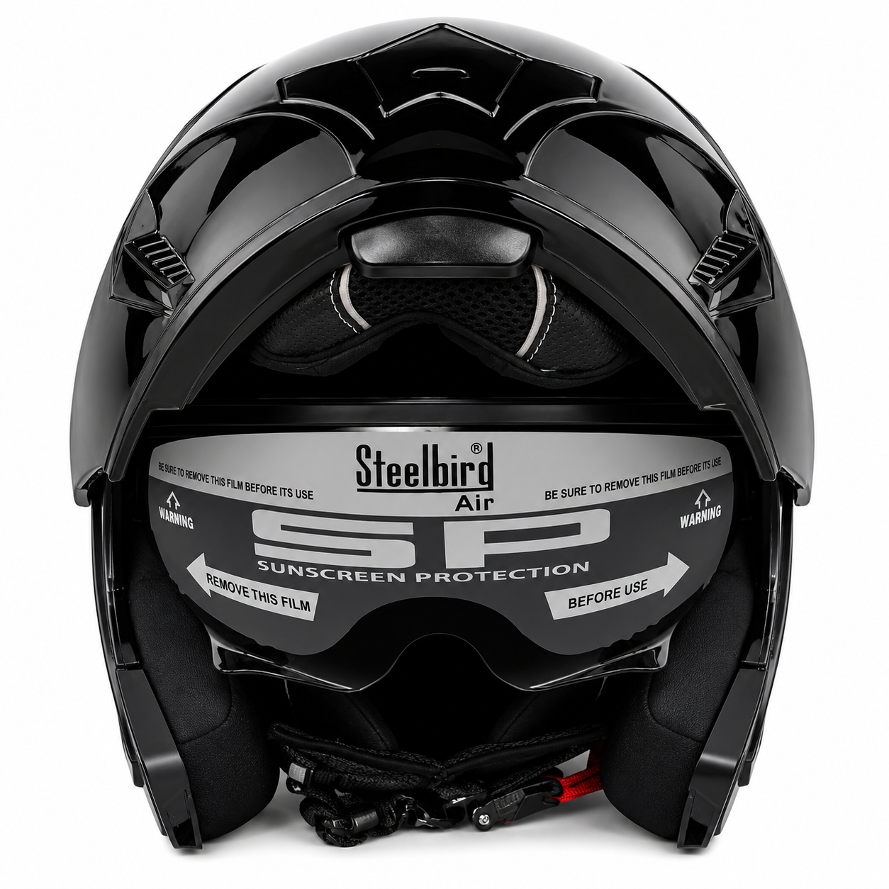 Steelbird SBA-20 Bluetooth Flip-Up Motorcycle Helmet with Bluetooth 5.2 – Glossy Black