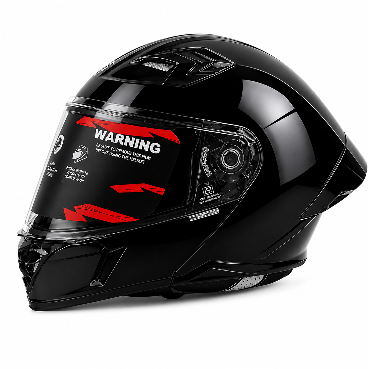 Steelbird SBA-20 Bluetooth Flip-Up Motorcycle Helmet with Bluetooth 5.2 – Glossy Black
