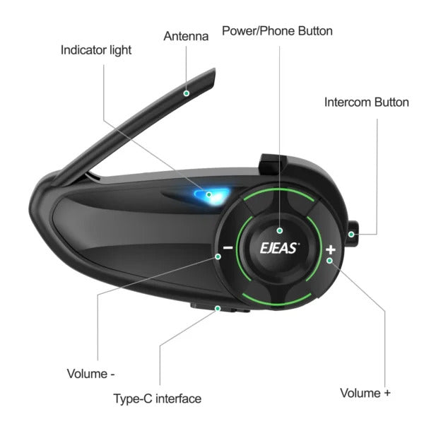EJEAS Q8 MESH Motorcycle Intercom System