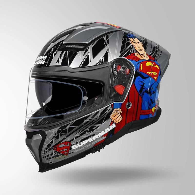 STUDDS HELIOS SUPERMAN EDITION SILVER & BLUE | ISI & DOT Certified HELMET