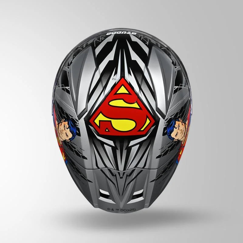 STUDDS HELIOS SUPERMAN EDITION SILVER & BLUE | ISI & DOT Certified HELMET