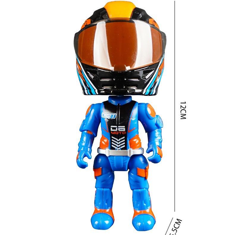 MotoGP Helmet Metal Mini Figure, Die-Cast Transforming Action Figure, Poseable Racing Character with Helmet