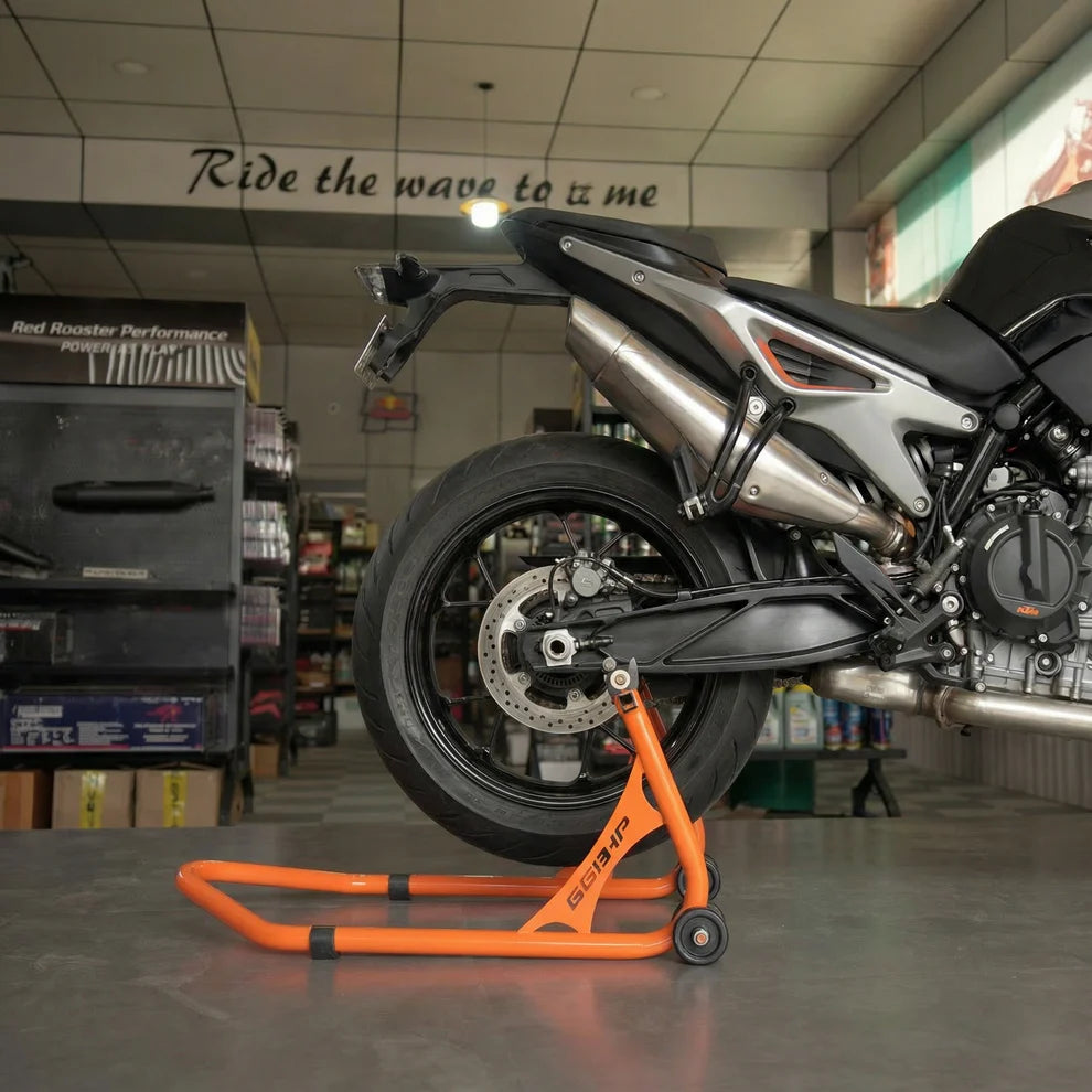 66Bhp Motorcycle Universal Paddock Stand – Spool Type + Swing Arm (2-in-1)