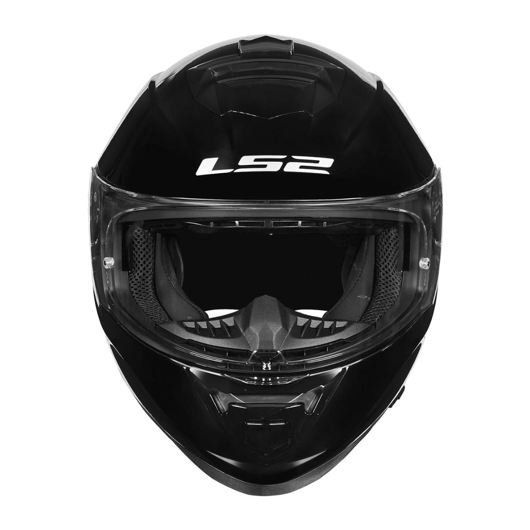 LS2 FF800 Storm II Solid Gloss Black Helmet | ECE 22.06 & ISI Certified Touring Helmet