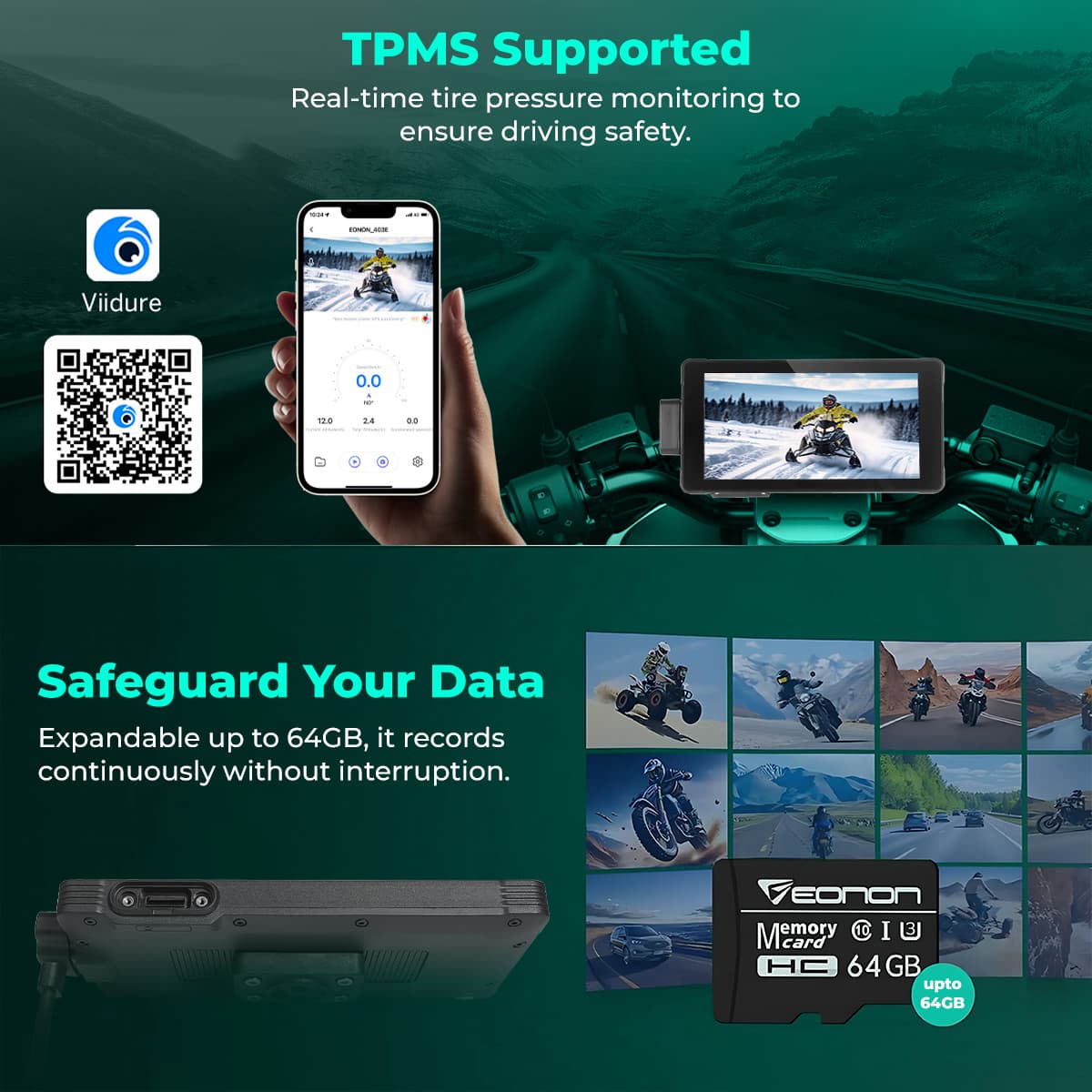 Simtac Motorcycle GPS CarPlay & Android Auto System – M10DR with Dual HD Cameras & 5.5” Touchscreen