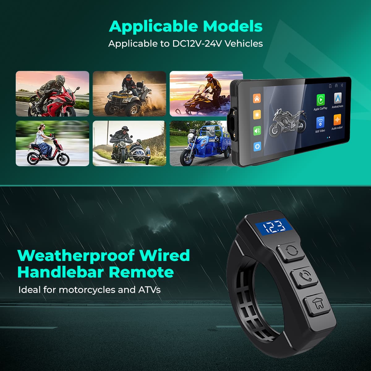 Simtac Motorcycle GPS CarPlay & Android Auto System – M10DR with Dual HD Cameras & 5.5” Touchscreen