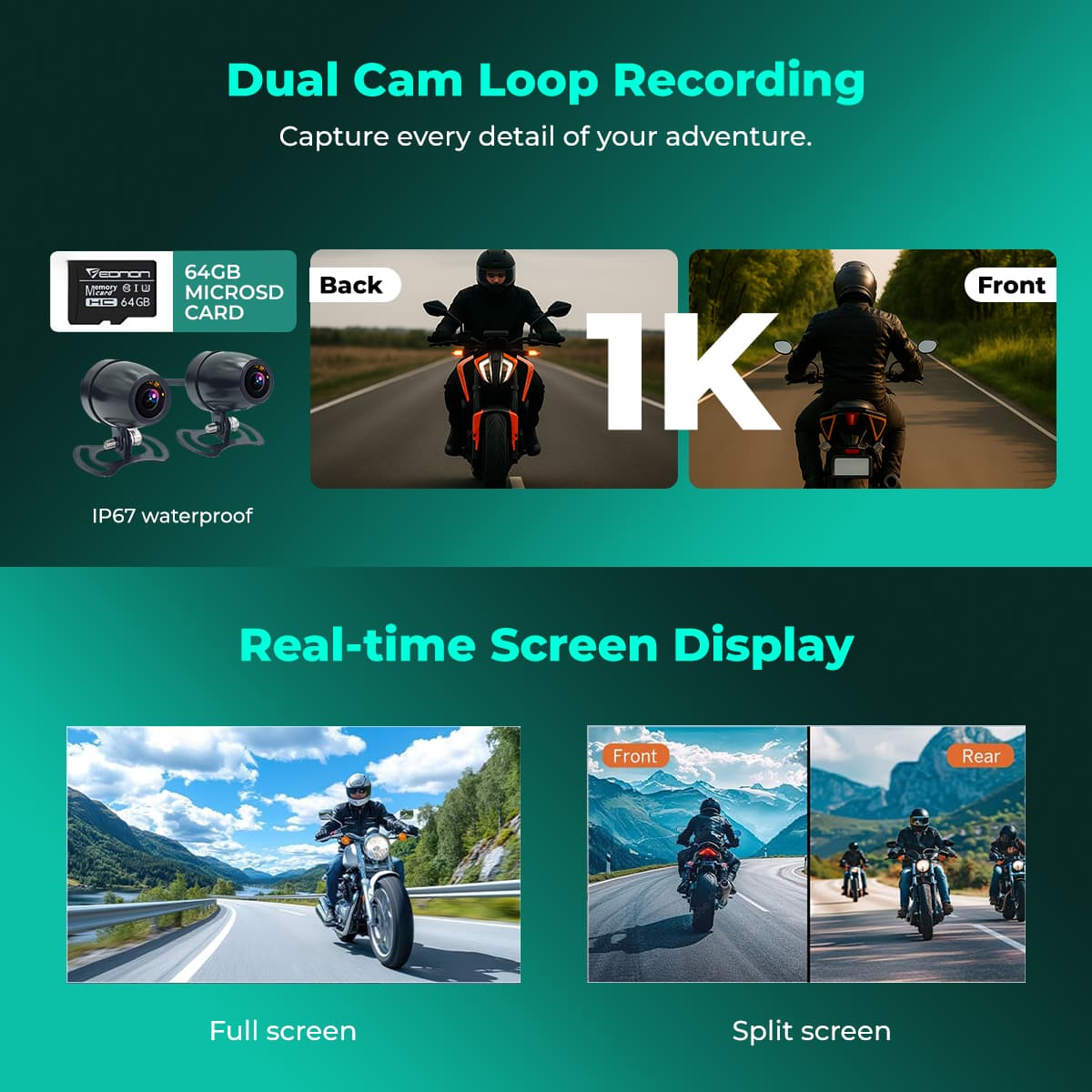Simtac Motorcycle GPS CarPlay & Android Auto System – M10DR with Dual HD Cameras & 5.5” Touchscreen