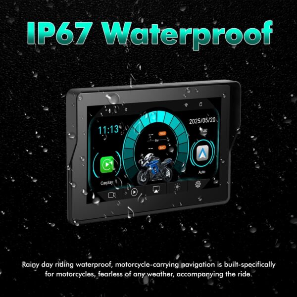 Simtac Motorcycle GPS CarPlay & Android Auto System – M4DT with TPMS & Dual HD Cameras