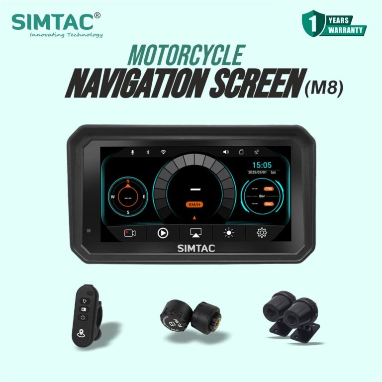 Simtac M8DT Quick Detachable Motorcycle GPS with CarPlay & Android Auto