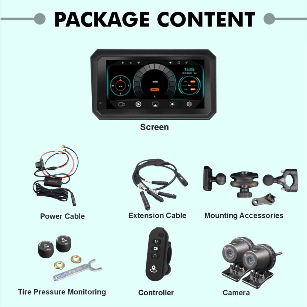 Simtac M8DT Quick Detachable Motorcycle GPS with CarPlay & Android Auto