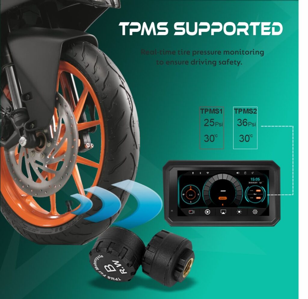 Simtac M8DT Quick Detachable Motorcycle GPS with CarPlay & Android Auto