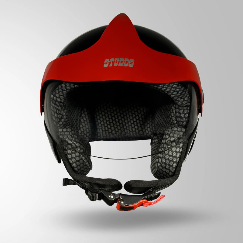 STUDDS Marshall Kids Helmet – Black with Red Sun Peak
