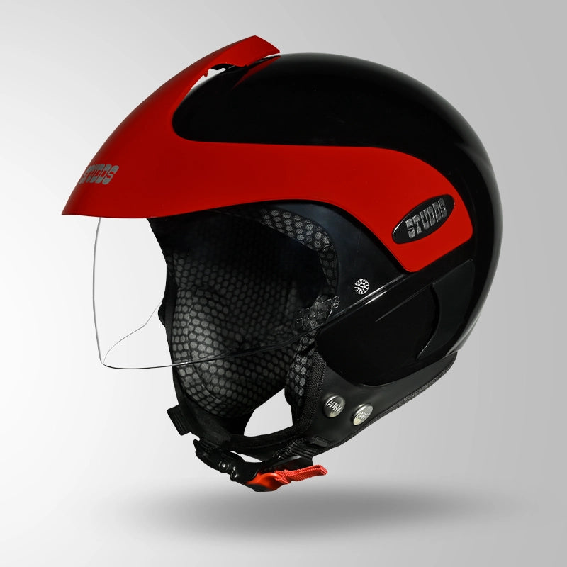STUDDS Marshall Kids Helmet – Black with Red Sun Peak