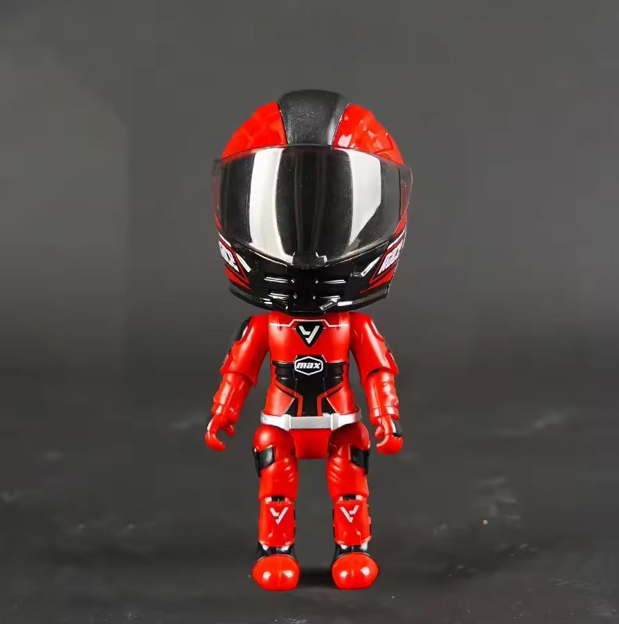 MotoGP Helmet Metal Mini Figure, Die-Cast Transforming Action Figure, Poseable Racing Character with Helmet