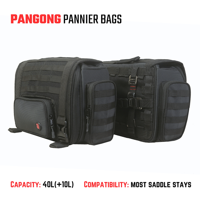 RiderZone Pangong Waterproof Motorcycle Pannier Bags (40L Expandable)