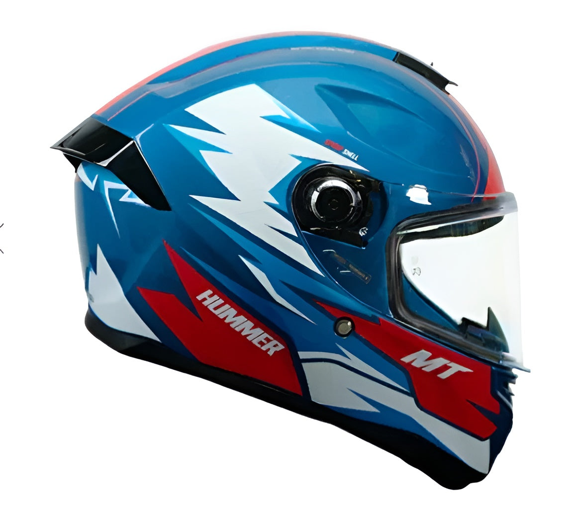 MT Hummer Shine C7 Motorcycle Full Face Helmet | Gloss White Blue Red