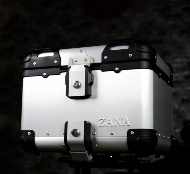 ZANA Aluminium Top Box 45 Litre (Silver, L-Flat) with Back Rest Cushion