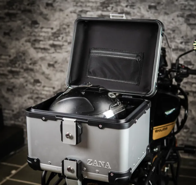 ZANA Aluminium Top Box 45 Litre (Silver, L-Flat) with Back Rest Cushion