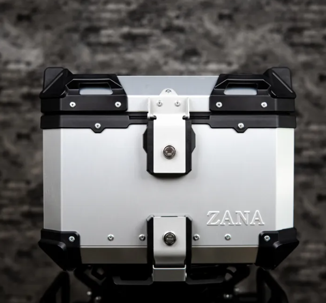 ZANA Aluminium Top Box 45 Litre (Silver, L-Flat) with Back Rest Cushion