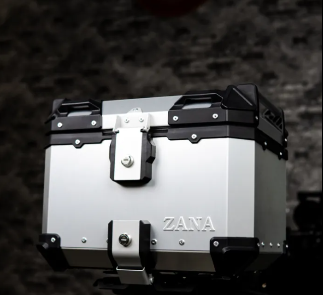 ZANA Aluminium Top Box 45 Litre (Silver, L-Flat) with Back Rest Cushion