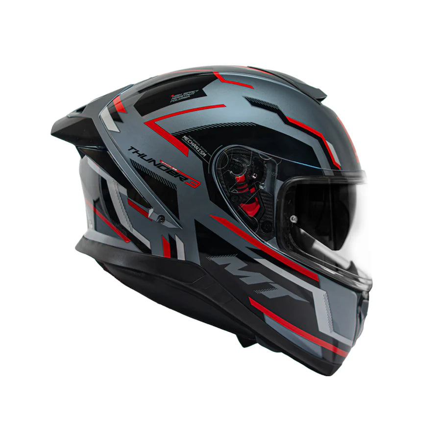 MT Thunder 3 Sv PRO Blaze C2 Gloss Grey Black Red Full Face Helmet.