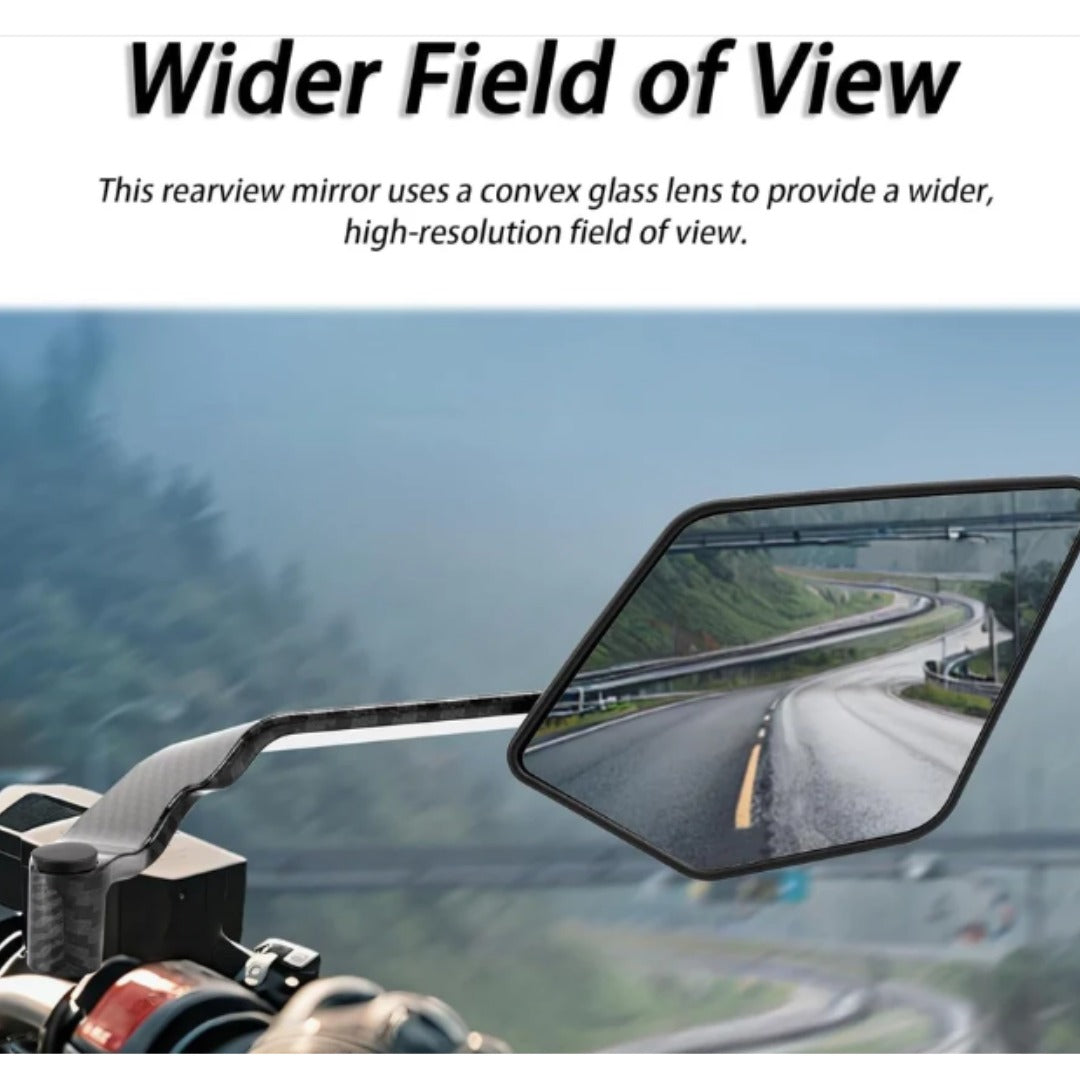 Motorcycle Carbon Flip Mirrors Set | Adjustable Rotating Stealth Wind Wing Rear View Mirrors
