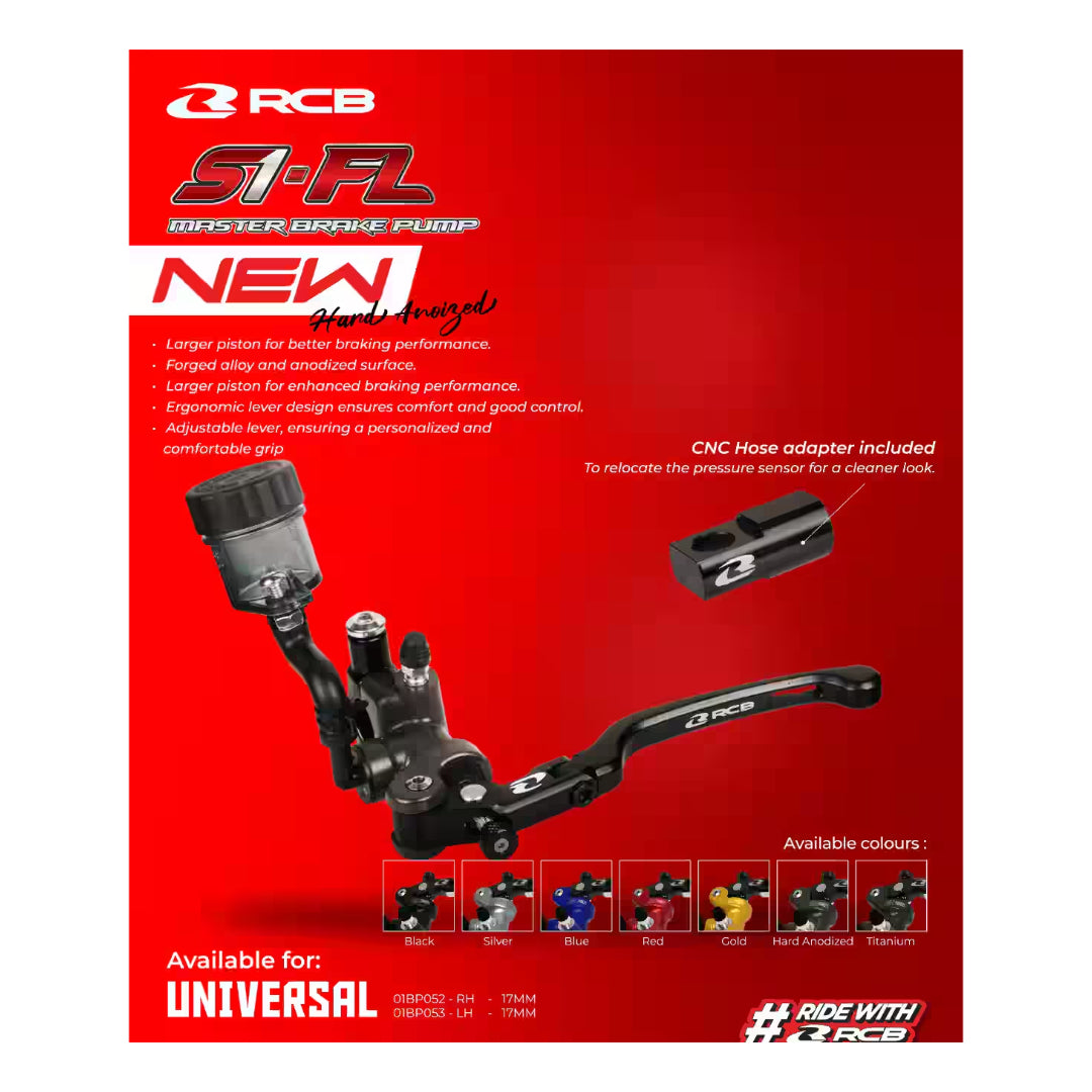 RCB FORGED MASTER BRAKE PUMP S1-FL LH 17MM TITANIUM