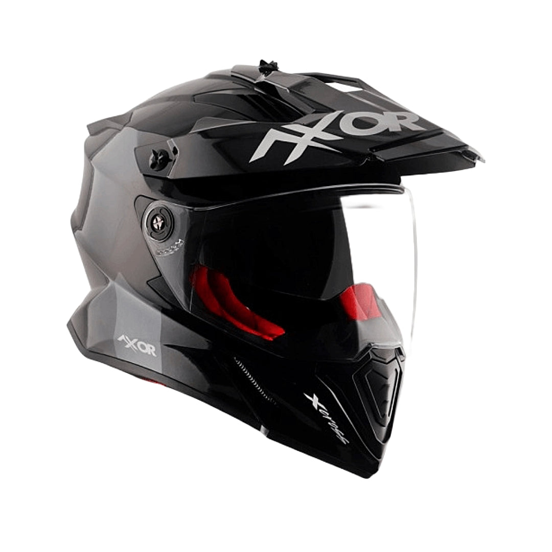 AXOR XCross Dual Visor Solid Black Red Helmet