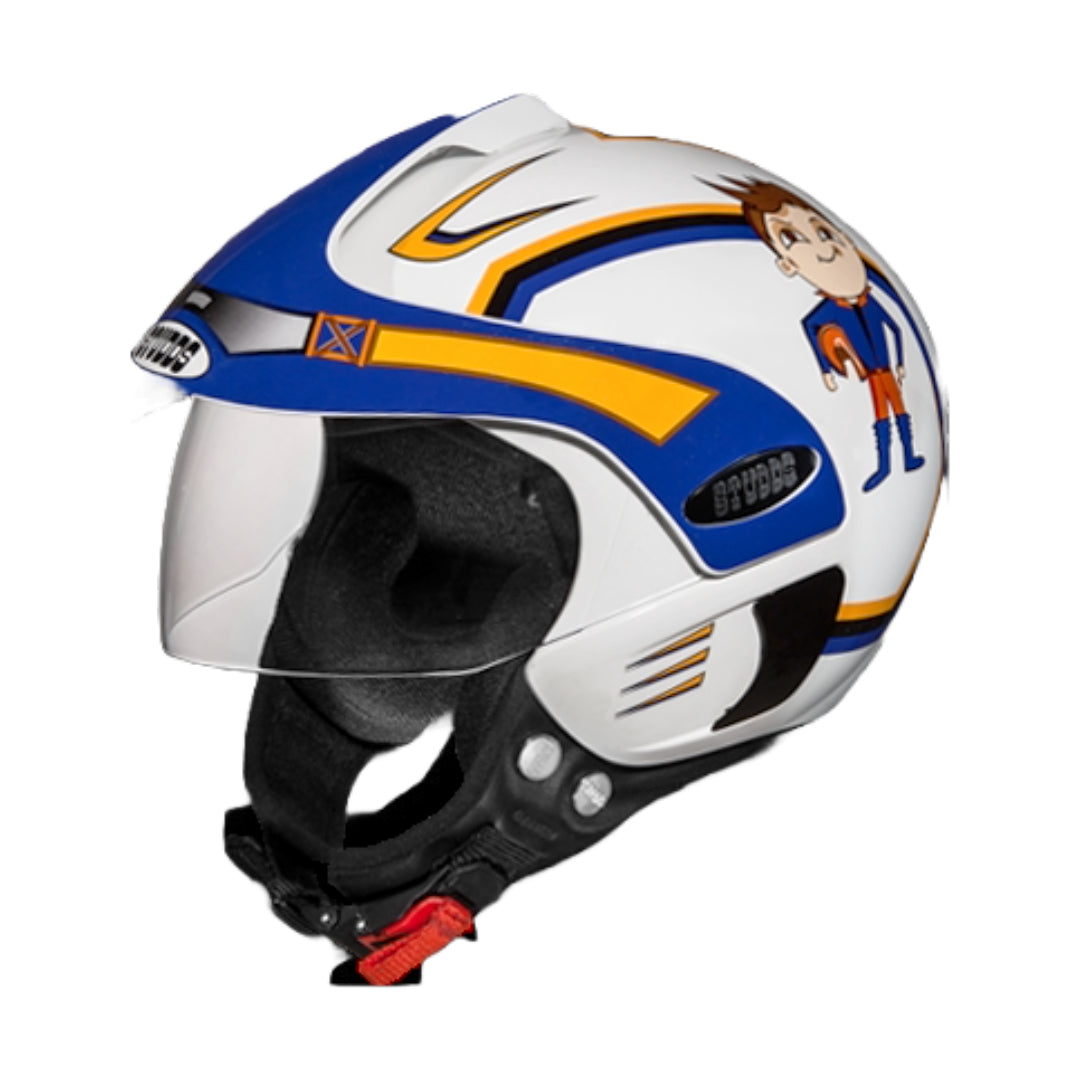 Studds Marshall D1 White Blue N1 Open Face Helmet Helmet (Boy's)
