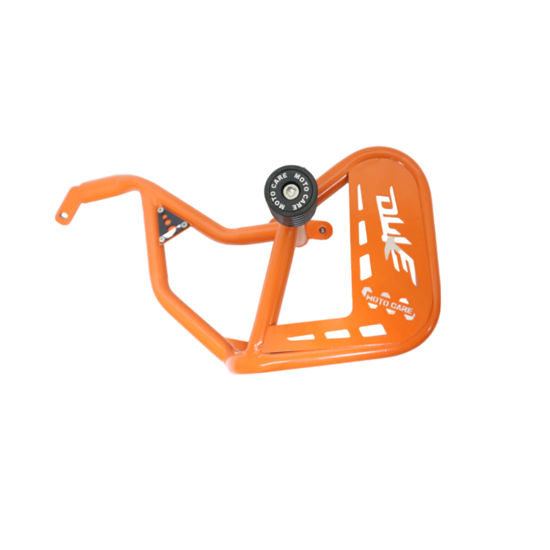 MotoCare Crash Guard (Orange) with Dual Sliders for KTM Duke 250/390 Gen-3