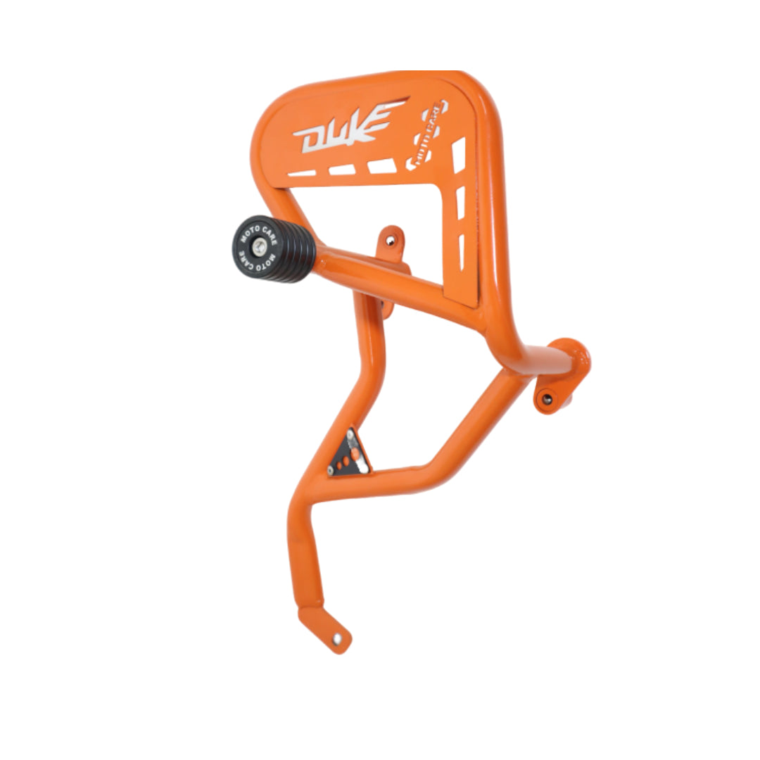 MotoCare Crash Guard (Orange) with Dual Sliders for KTM Duke 250/390 Gen-3