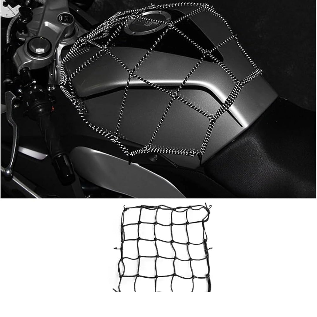 Motorcycle Tank Bungee Net - Black